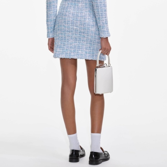 self-portrait Blue Checked Collared Knit Mini Dress Size Med - MSRP $615 - NWT - Picture 7 of 8